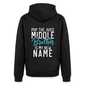 Middle Brother Gifts - Unisex Premium Bio Zip Hoodie - Schwarz - Hinten - Nico (187cm)