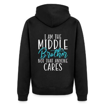 Middle Brother Gifts - Unisex Premium Bio Zip Hoodie - Schwarz - Hinten - Nico (187cm)