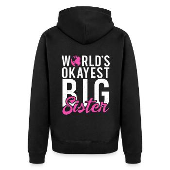 Big Sister Gift - Unisex Premium Bio Zip Hoodie - Schwarz - Hinten - Nico (187cm)