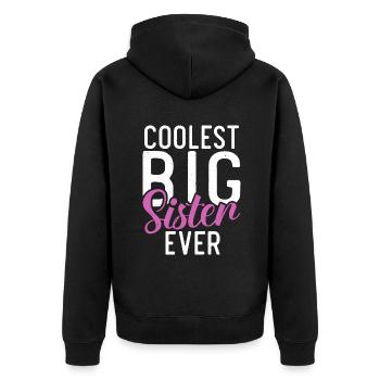 Big Sister Gift - Unisex Premium Bio Zip Hoodie - Schwarz - Hinten - Nico (187cm)