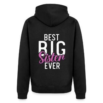 Big Sister Gift - Unisex Premium Bio Zip Hoodie - Schwarz - Hinten - Nico (187cm)