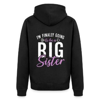 Big Sister Gift - Unisex Premium Bio Zip Hoodie - Schwarz - Hinten - Nico (187cm)