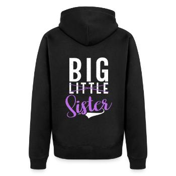 Big Sister Gift - Unisex Premium Bio Zip Hoodie - Schwarz - Hinten - Nico (187cm)