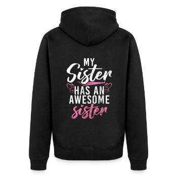 Big Sister Gift - Unisex Premium Bio Zip Hoodie - Schwarz - Hinten - Nico (187cm)