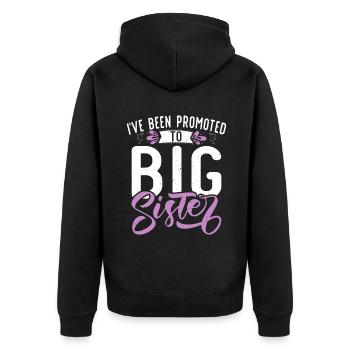 Big Sister Gift - Unisex Premium Bio Zip Hoodie - Schwarz - Hinten - Nico (187cm)
