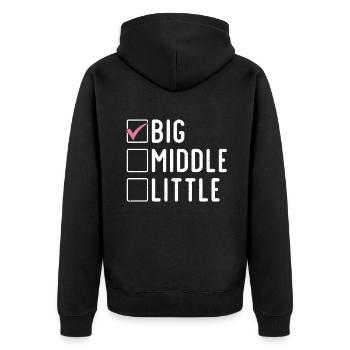 Big Sister Gift - Unisex Premium Bio Zip Hoodie - Schwarz - Hinten - Nico (187cm)