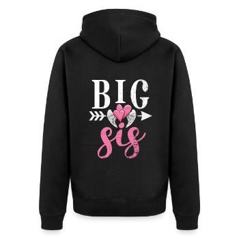 Big Sister Gift - Unisex Premium Bio Zip Hoodie - Schwarz - Hinten - Nico (187cm)
