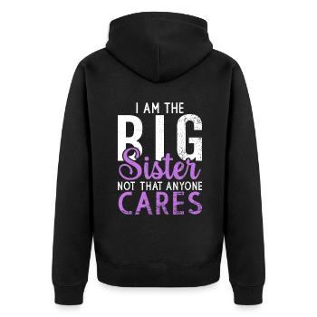Big Sister Gift - Unisex Premium Bio Zip Hoodie - Schwarz - Hinten - Nico (187cm)