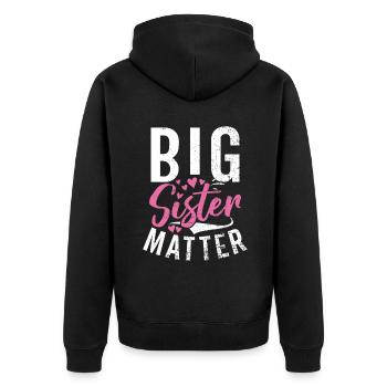 Big Sister Gift - Unisex Premium Bio Zip Hoodie - Schwarz - Hinten - Nico (187cm)