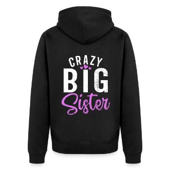 Big Sister Gift - Unisex Premium Bio Zip Hoodie - Schwarz - Hinten - Nico (187cm)