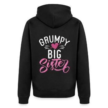 Big Sister Gift - Unisex Premium Bio Zip Hoodie - Schwarz - Hinten - Nico (187cm)