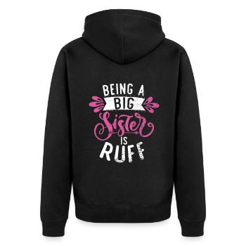 Big Sister Gift - Unisex Premium Bio Zip Hoodie - Schwarz - Hinten - Nico (187cm)