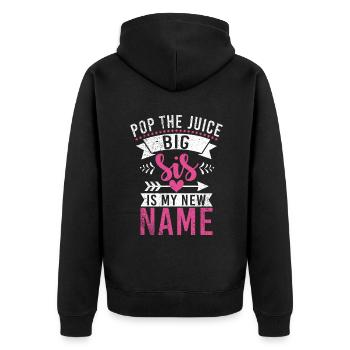 Big Sister Gift - Unisex Premium Bio Zip Hoodie - Schwarz - Hinten - Nico (187cm)