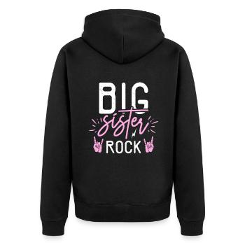 Big Sister Gift - Unisex Premium Bio Zip Hoodie - Schwarz - Hinten - Nico (187cm)
