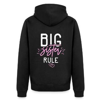 Big Sister Gift - Unisex Premium Bio Zip Hoodie - Schwarz - Hinten - Nico (187cm)