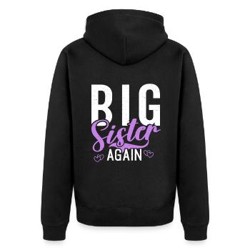 Big Sister Gift - Unisex Premium Bio Zip Hoodie - Schwarz - Hinten - Nico (187cm)
