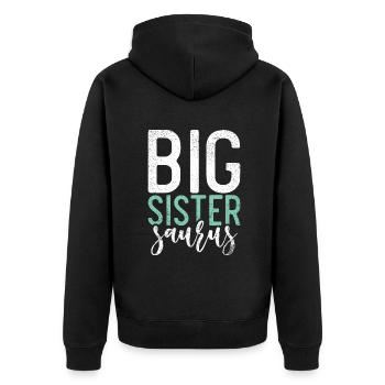 Big Sister Gift - Unisex Premium Bio Zip Hoodie - Schwarz - Hinten - Nico (187cm)