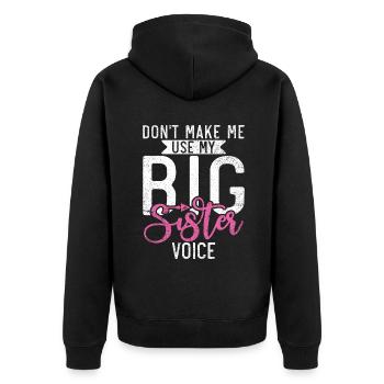 Big Sister Gift - Unisex Premium Bio Zip Hoodie - Schwarz - Hinten - Nico (187cm)