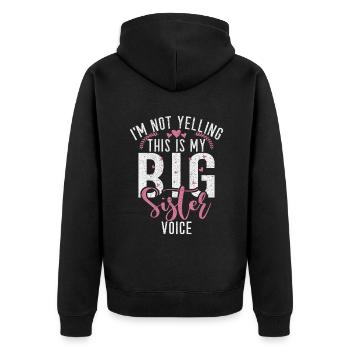 Big Sister Gift - Unisex Premium Bio Zip Hoodie - Schwarz - Hinten - Nico (187cm)