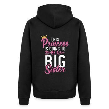 Big Sister Gift - Unisex Premium Bio Zip Hoodie - Schwarz - Hinten - Nico (187cm)