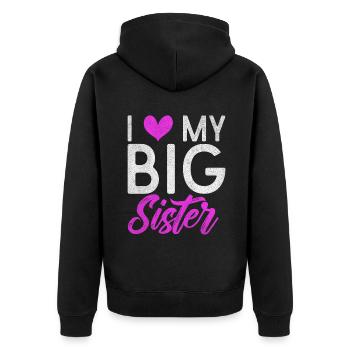 Sister Gifts - Unisex Premium Bio Zip Hoodie - Schwarz - Hinten - Nico (187cm)