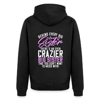Sister Gifts - Unisex Premium Bio Zip Hoodie - Schwarz - Hinten - Nico (187cm)