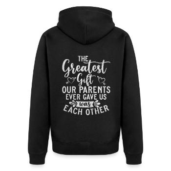Sister Gifts - Unisex Premium Bio Zip Hoodie - Schwarz - Hinten - Nico (187cm)