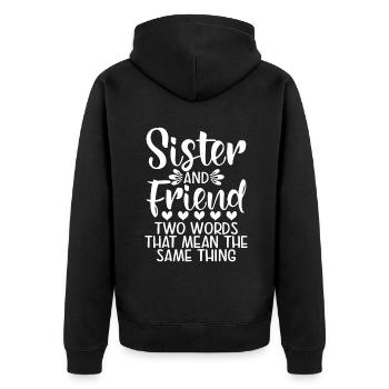 Sister Gifts - Unisex Premium Bio Zip Hoodie - Schwarz - Hinten - Nico (187cm)