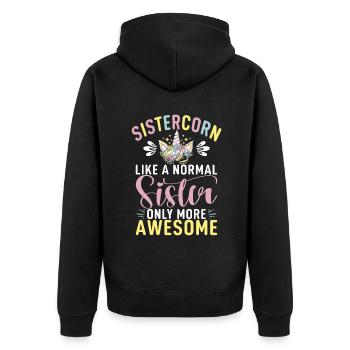 Sister Gifts - Unisex Premium Bio Zip Hoodie - Schwarz - Hinten - Nico (187cm)