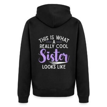 Sister Gifts - Unisex Premium Bio Zip Hoodie - Schwarz - Hinten - Nico (187cm)