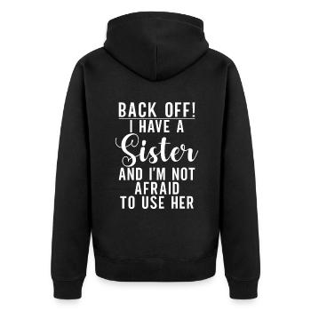 Sister Gifts - Unisex Premium Bio Zip Hoodie - Schwarz - Hinten - Nico (187cm)