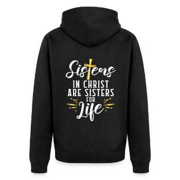 Sister Gifts - Unisex Premium Bio Zip Hoodie - Schwarz - Hinten - Nico (187cm)
