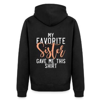 Sister Gifts - Unisex Premium Bio Zip Hoodie - Schwarz - Hinten - Nico (187cm)