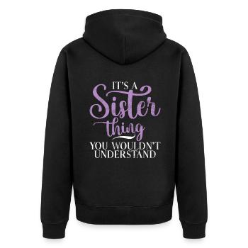 Sister Gifts - Unisex Premium Bio Zip Hoodie - Schwarz - Hinten - Nico (187cm)