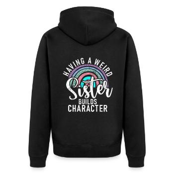 Sister Gifts - Unisex Premium Bio Zip Hoodie - Schwarz - Hinten - Nico (187cm)