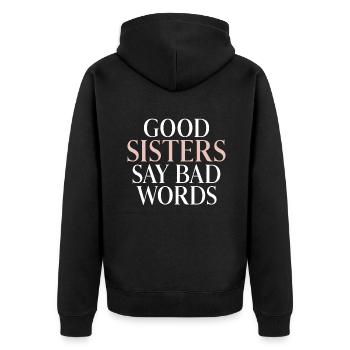 Sister Gifts - Unisex Premium Bio Zip Hoodie - Schwarz - Hinten - Nico (187cm)