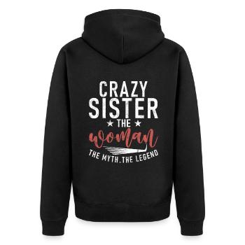 Sister Gifts - Unisex Premium Bio Zip Hoodie - Schwarz - Hinten - Nico (187cm)