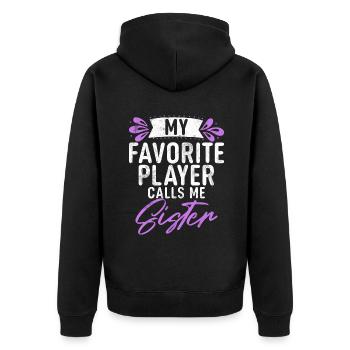 Sister Gifts - Unisex Premium Bio Zip Hoodie - Schwarz - Hinten - Nico (187cm)