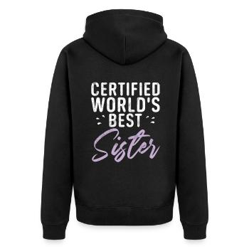 Sister Gifts - Unisex Premium Bio Zip Hoodie - Schwarz - Hinten - Nico (187cm)