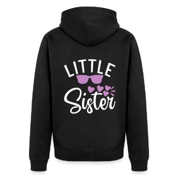 Little Sister Gifts - Unisex Premium Bio Zip Hoodie - Schwarz - Hinten - Nico (187cm)