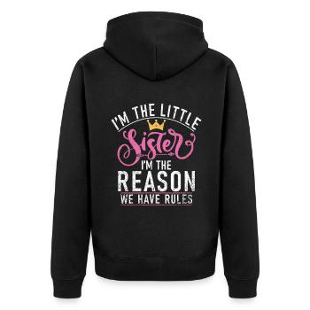 Little Sister Gifts - Unisex Premium Bio Zip Hoodie - Schwarz - Hinten - Nico (187cm)
