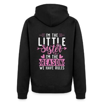 Little Sister Gifts - Unisex Premium Bio Zip Hoodie - Schwarz - Hinten - Nico (187cm)