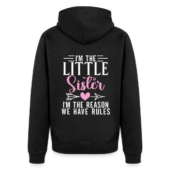 Little Sister Gifts - Unisex Premium Bio Zip Hoodie - Schwarz - Hinten - Nico (187cm)