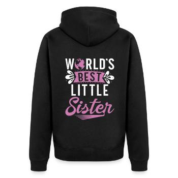 Little Sister Gifts - Unisex Premium Bio Zip Hoodie - Schwarz - Hinten - Nico (187cm)