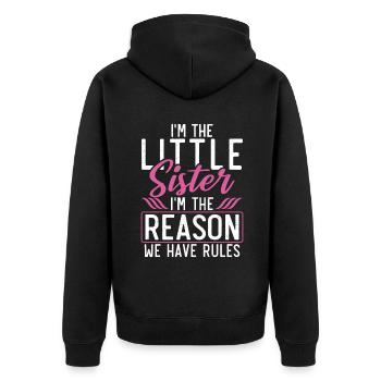 Little Sister Gifts - Unisex Premium Bio Zip Hoodie - Schwarz - Hinten - Nico (187cm)