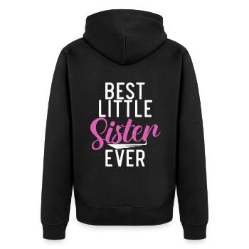 Little Sister Gifts - Unisex Premium Bio Zip Hoodie - Schwarz - Hinten - Nico (187cm)
