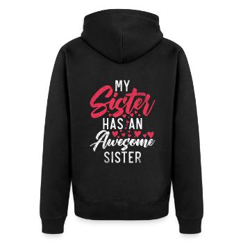 Little Sister Gifts - Unisex Premium Bio Zip Hoodie - Schwarz - Hinten - Nico (187cm)