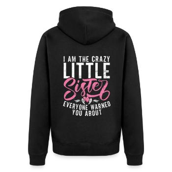 Little Sister Gifts - Unisex Premium Bio Zip Hoodie - Schwarz - Hinten - Nico (187cm)