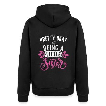 Little Sister Gifts - Unisex Premium Bio Zip Hoodie - Schwarz - Hinten - Nico (187cm)