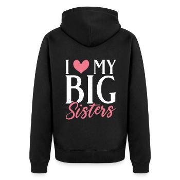 Little Sister Gifts - Unisex Premium Bio Zip Hoodie - Schwarz - Hinten - Nico (187cm)